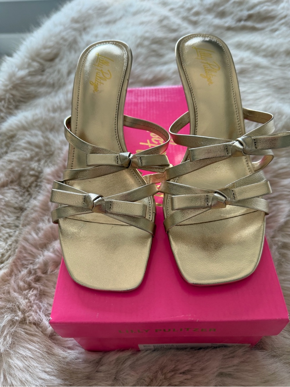 Lilly Pulitzer Wanda Slide Sandal Size 8 Gold Metallic